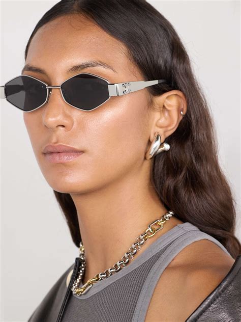 celine triomphe hexagon sunglasses|Triomphe hexagonal sunglasses in silver .